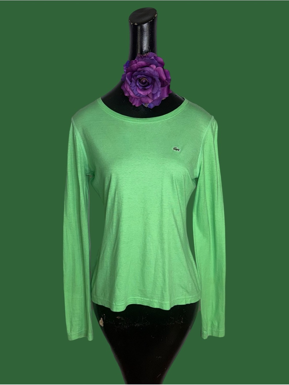 Lacoste Women's Long Sleeve Crewneck Top in Green